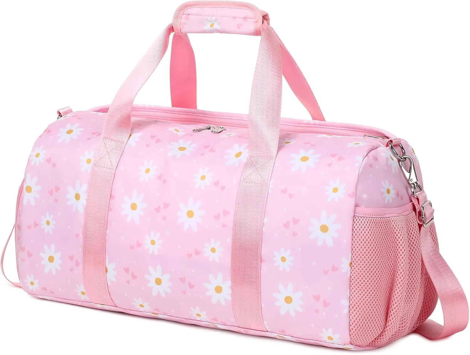 Sports Duffel Bag for Girls Daisy Dance Bag for Girls Water Resistant Sports Gym Bag Weekend Sleepover Bags with Shoes Compartment Wet Pocket