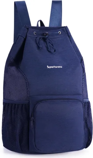 sportsnew Swim Bag Mesh Beach Drawstring Backpack with Wet Pocket, Drawstring Bag for Swimming, Gym, Pool, Workout Gear, Beach Volleyball Backpack for Women Men