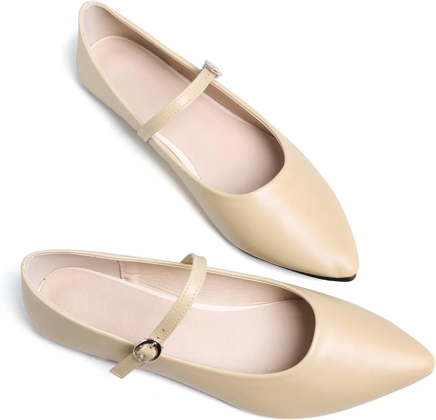 Stunner Women's Mary Jane Flats Fashion Pointed Toe Ballet Flats Comfort Buckle Strap Walk Flats