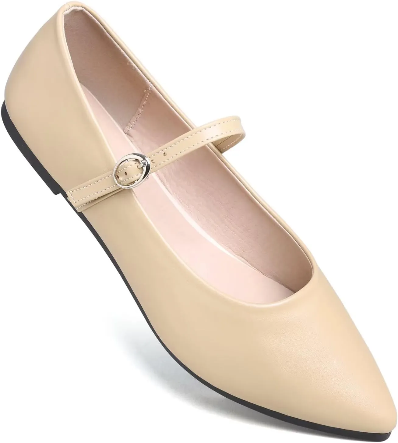 Stunner Women's Mary Jane Flats Fashion Pointed Toe Ballet Flats Comfort Buckle Strap Walk Flats