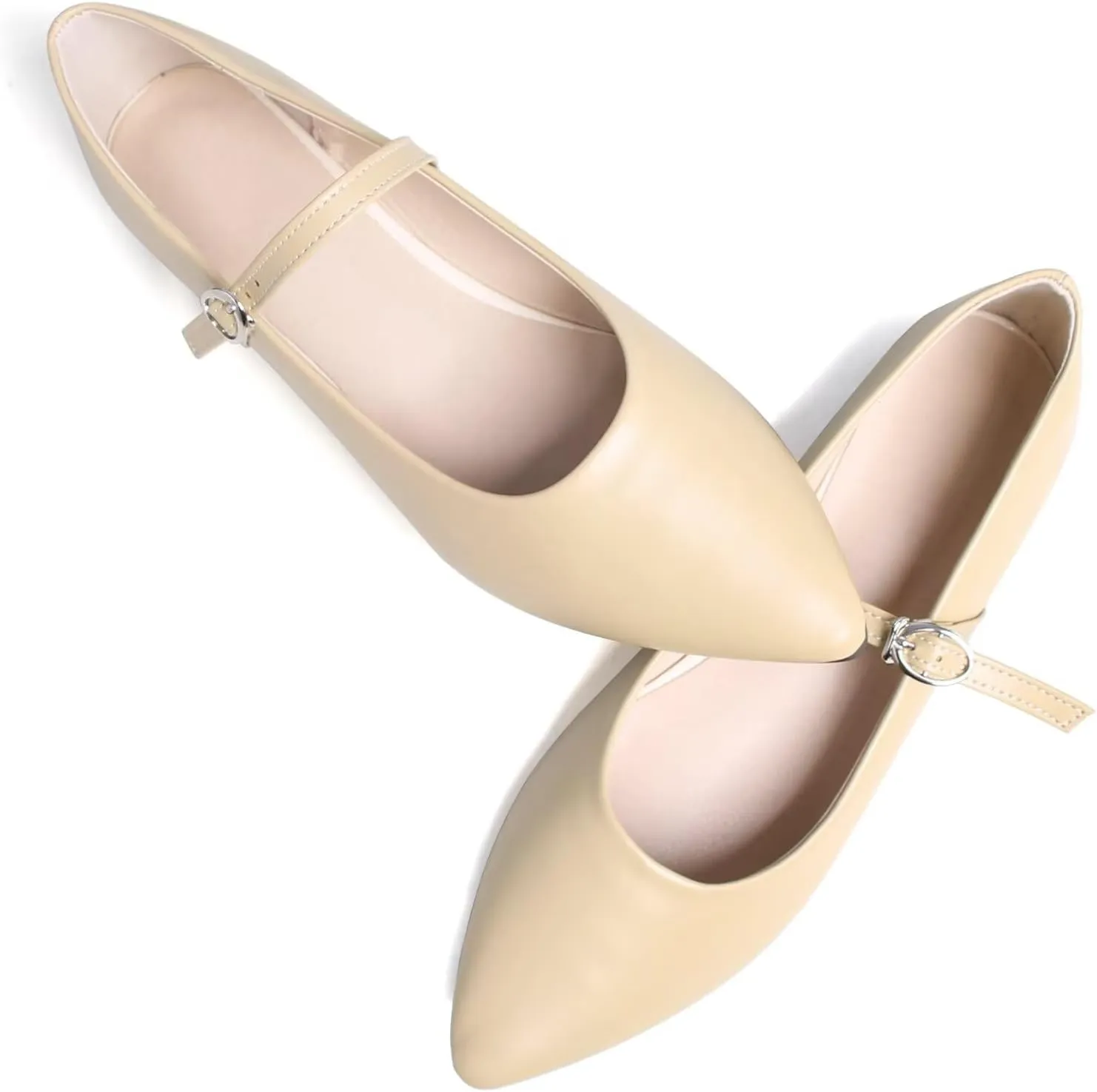Stunner Women's Mary Jane Flats Fashion Pointed Toe Ballet Flats Comfort Buckle Strap Walk Flats