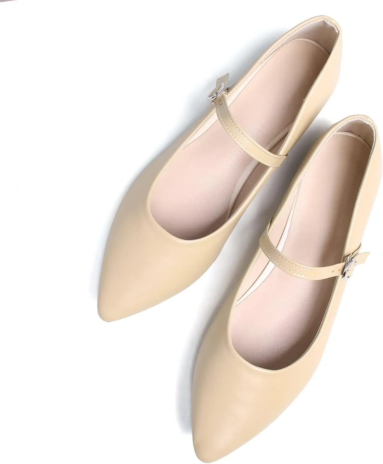 Stunner Women's Mary Jane Flats Fashion Pointed Toe Ballet Flats Comfort Buckle Strap Walk Flats
