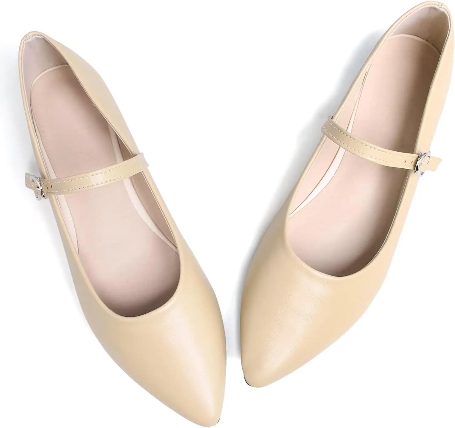 Stunner Women's Mary Jane Flats Fashion Pointed Toe Ballet Flats Comfort Buckle Strap Walk Flats
