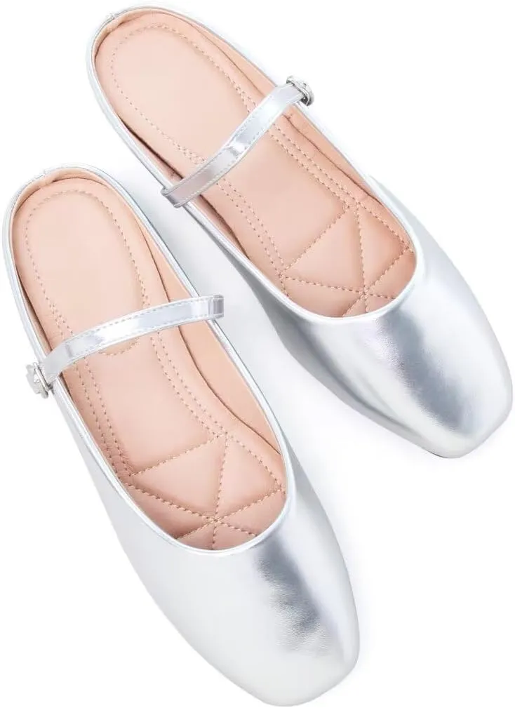 Stunner Women's Mary Jane Flats Fashion Round Toe Ballet Flats Comfort Slip On Flats Buckle Strap Dress Flats