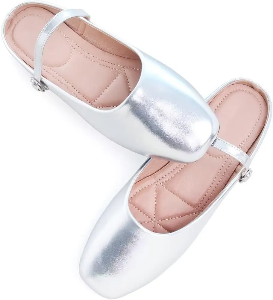 Stunner Women's Mary Jane Flats Fashion Round Toe Ballet Flats Comfort Slip On Flats Buckle Strap Dress Flats