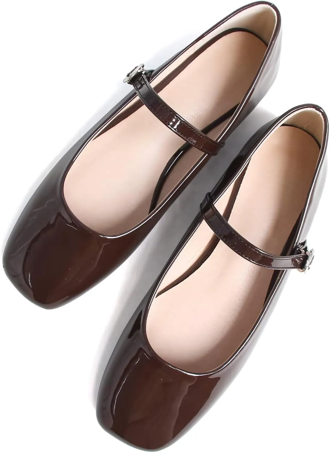 Stunner Women's Mary Jane Flats Retro Square Toe Soft Ballet Flats Comfort Double Line Strap Wedding Dressy Flats 2