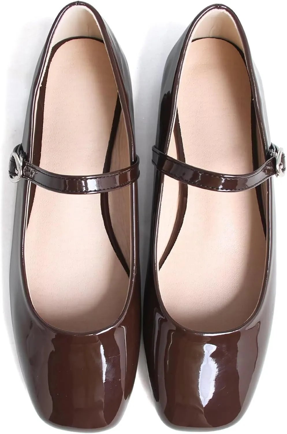 Stunner Women's Mary Jane Flats Retro Square Toe Soft Ballet Flats Comfort Double Line Strap Wedding Dressy Flats 2