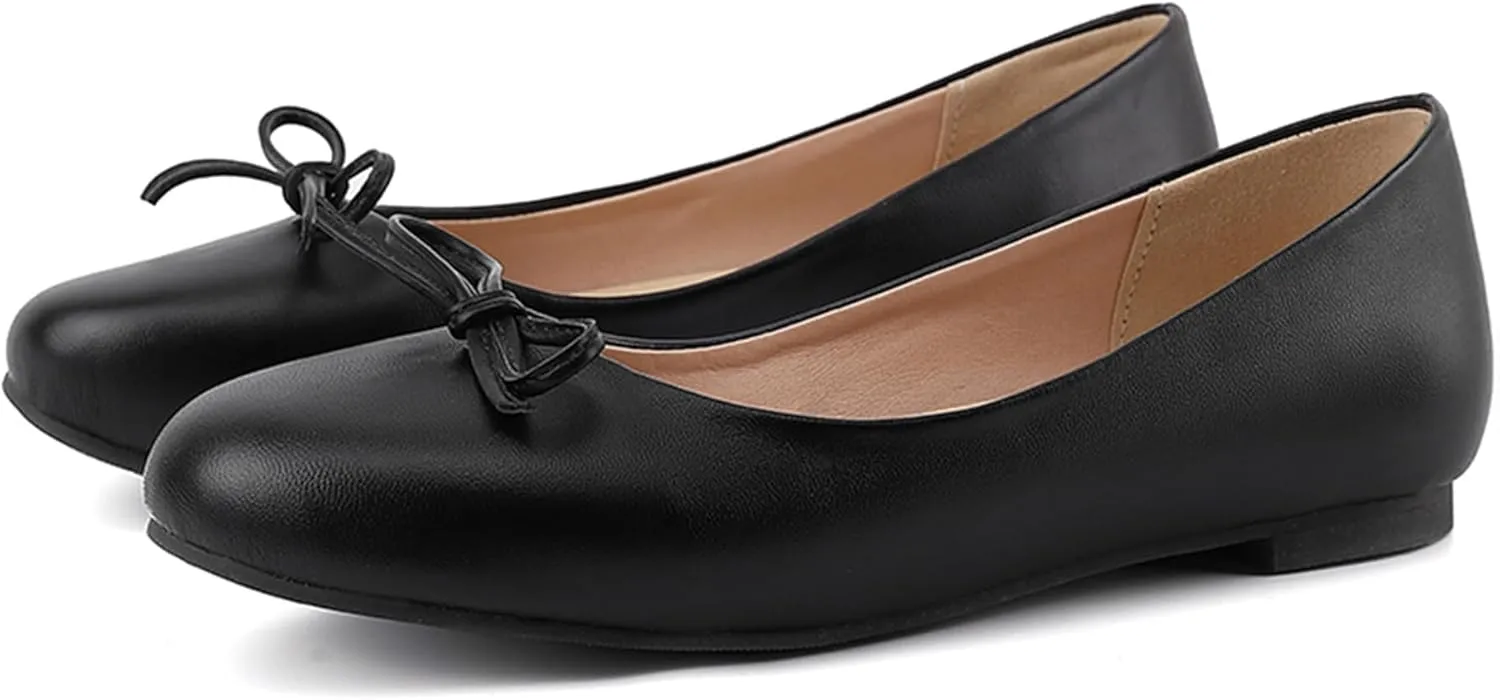 Sweet Bows Comfort Flats Round Toe Women Court Shoes