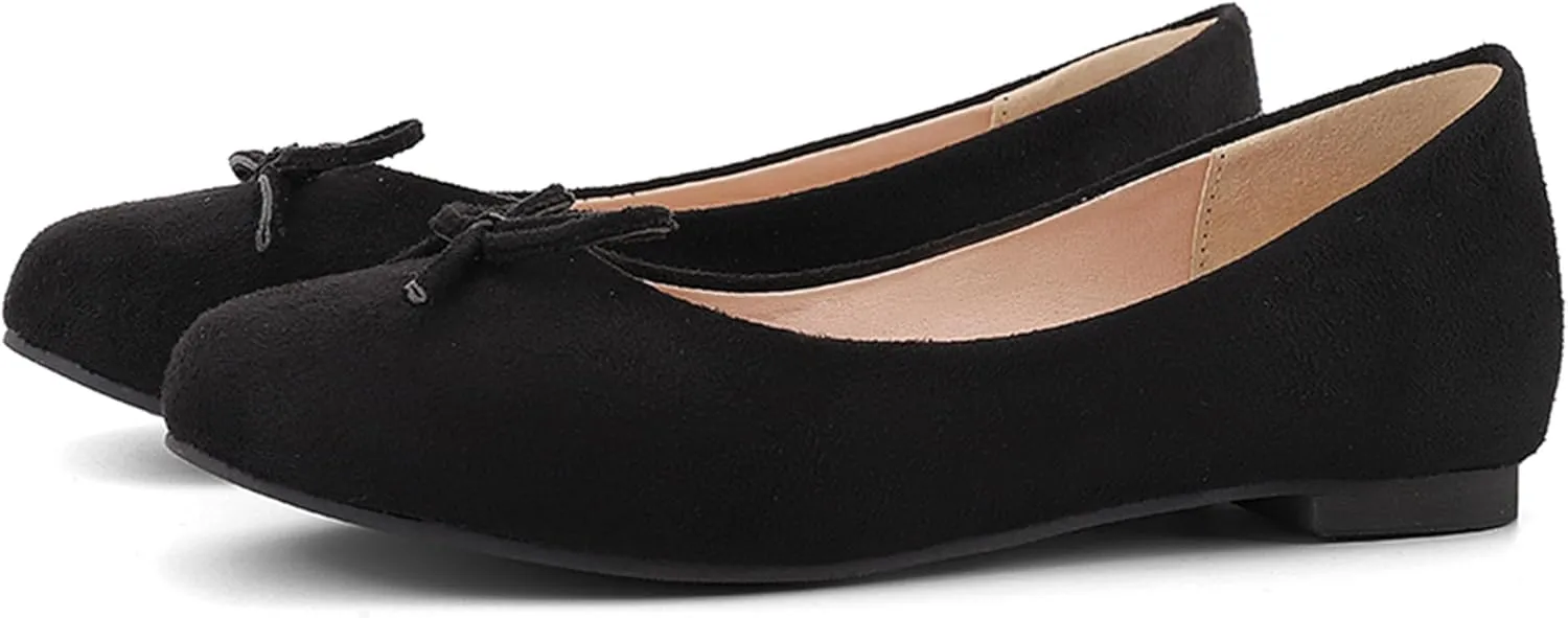 Sweet Bows Comfort Flats Round Toe Women Court Shoes