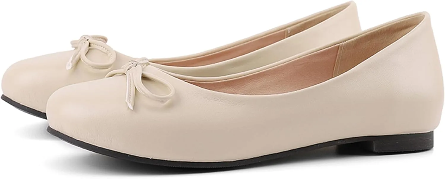 Sweet Bows Comfort Flats Round Toe Women Court Shoes