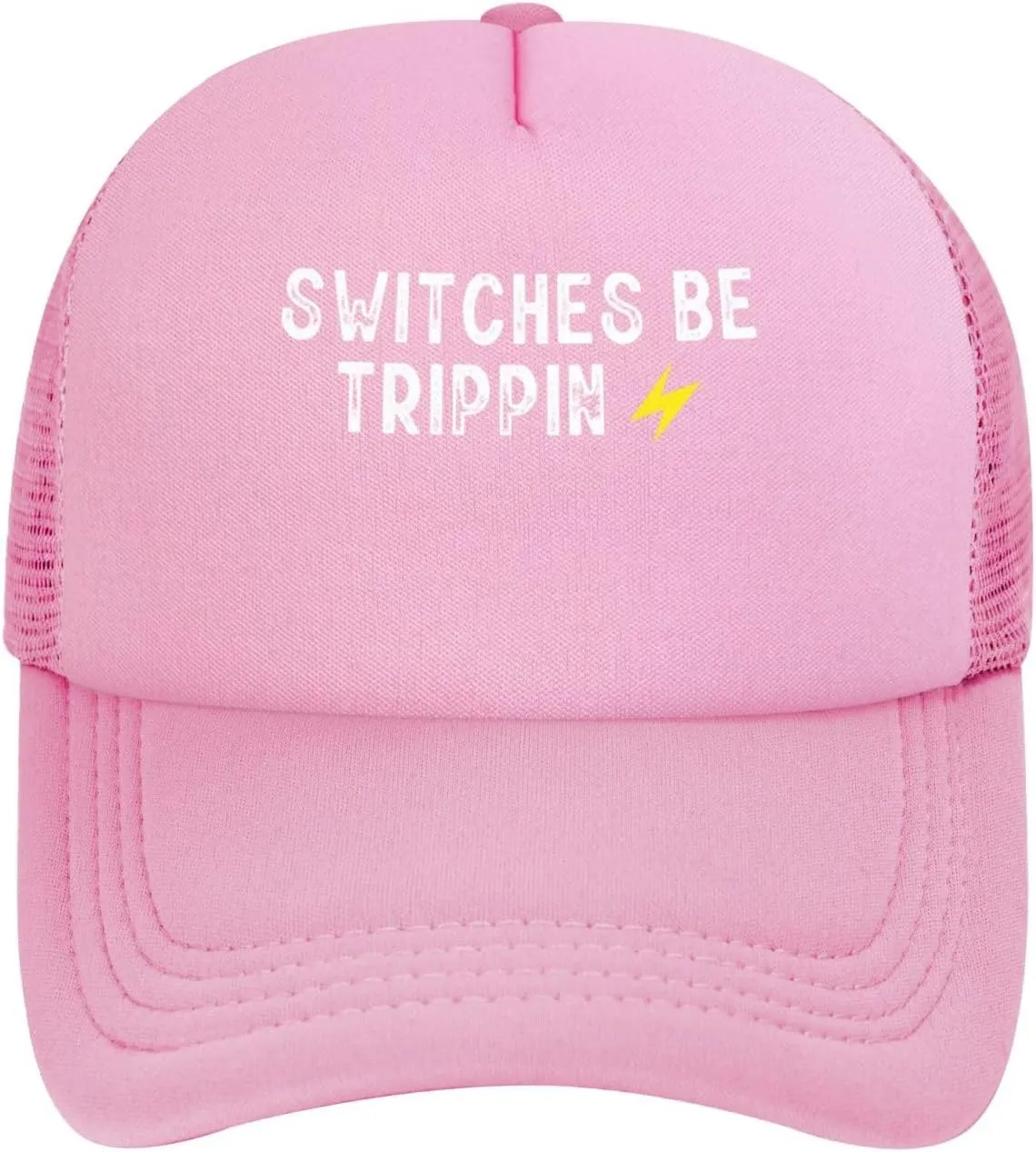 Switches Be Trippin Unisex Baseball Cap for Men Women Low Profile Mesh Trucker Hats Adjustable,Pink