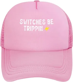 Switches Be Trippin Unisex Baseball Cap for Men Women Low Profile Mesh Trucker Hats Adjustable,Pink