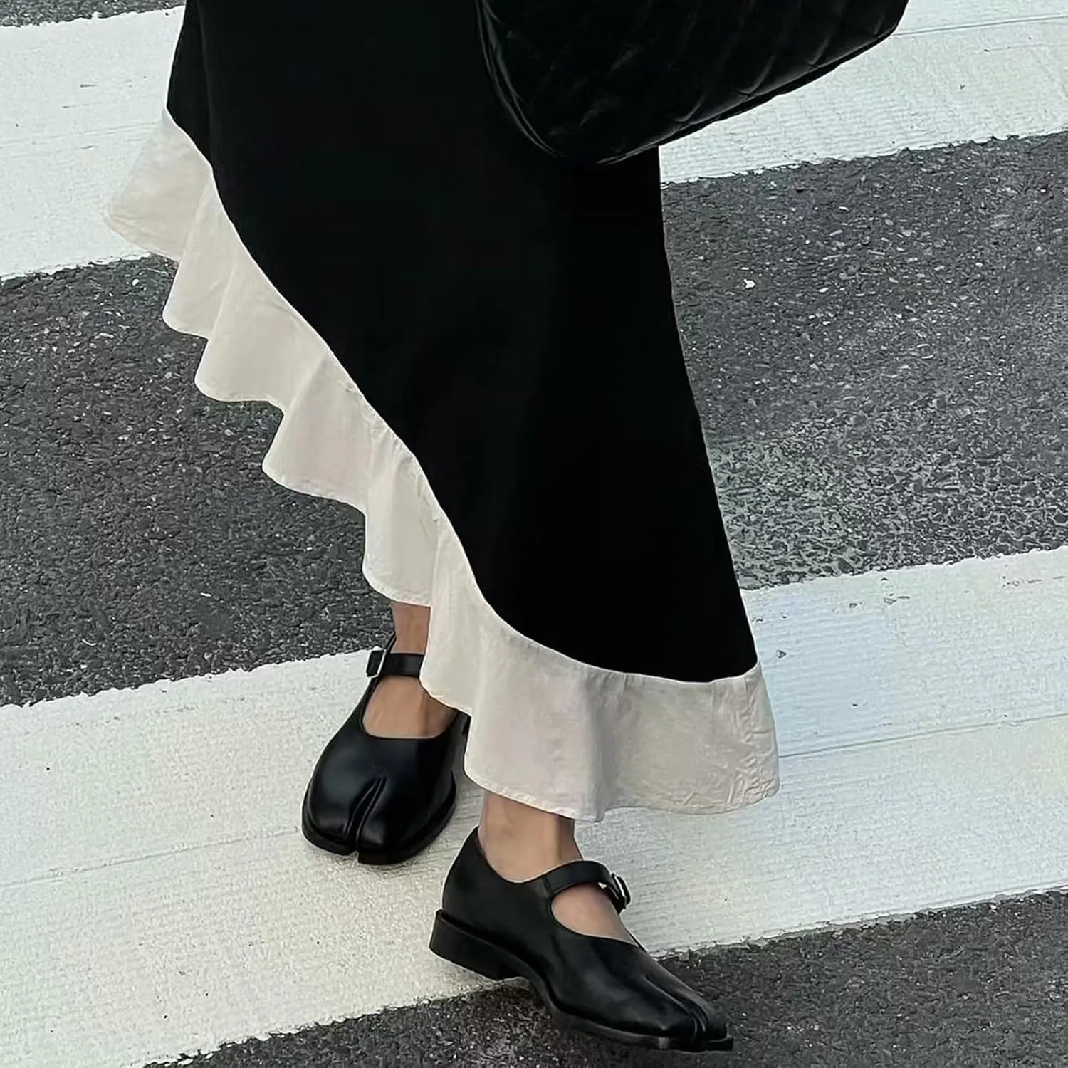 Tabi Mary Jane Shoes Women Split Toe Ankle Buckle Strap Womens Flats Comfort Casual Dressy Party School Work Dress Pumps Shoes