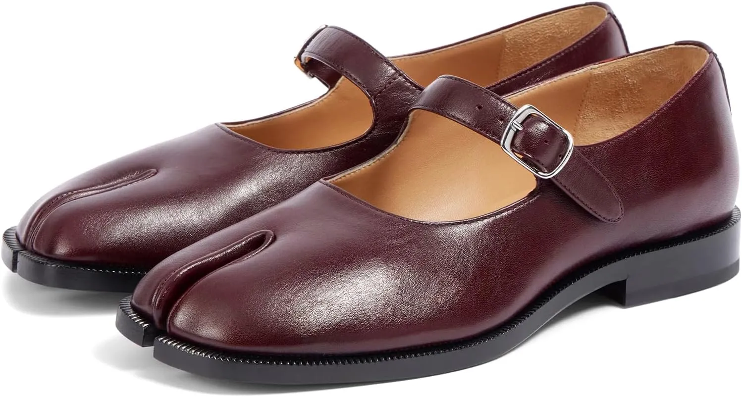 Tabi Mary Jane Shoes Women Split Toe Ankle Buckle Strap Womens Flats Comfort Casual Dressy Party School Work Dress Pumps Shoes