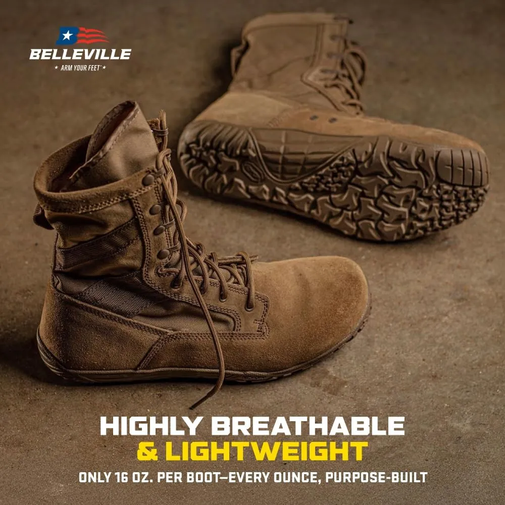 Tactical Research Mini-Mil TR105 8" Tactical Boots for Men - Minimalist Army/Air Force OCP ACU Coyote Brown Leather with Low Drop and Slip-Resistant Vibram Tarsus Outsole