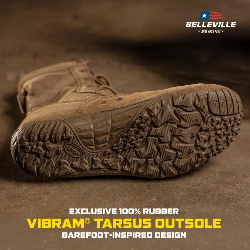 Tactical Research Mini-Mil TR105 8" Tactical Boots for Men - Minimalist Army/Air Force OCP ACU Coyote Brown Leather with Low Drop and Slip-Resistant Vibram Tarsus Outsole