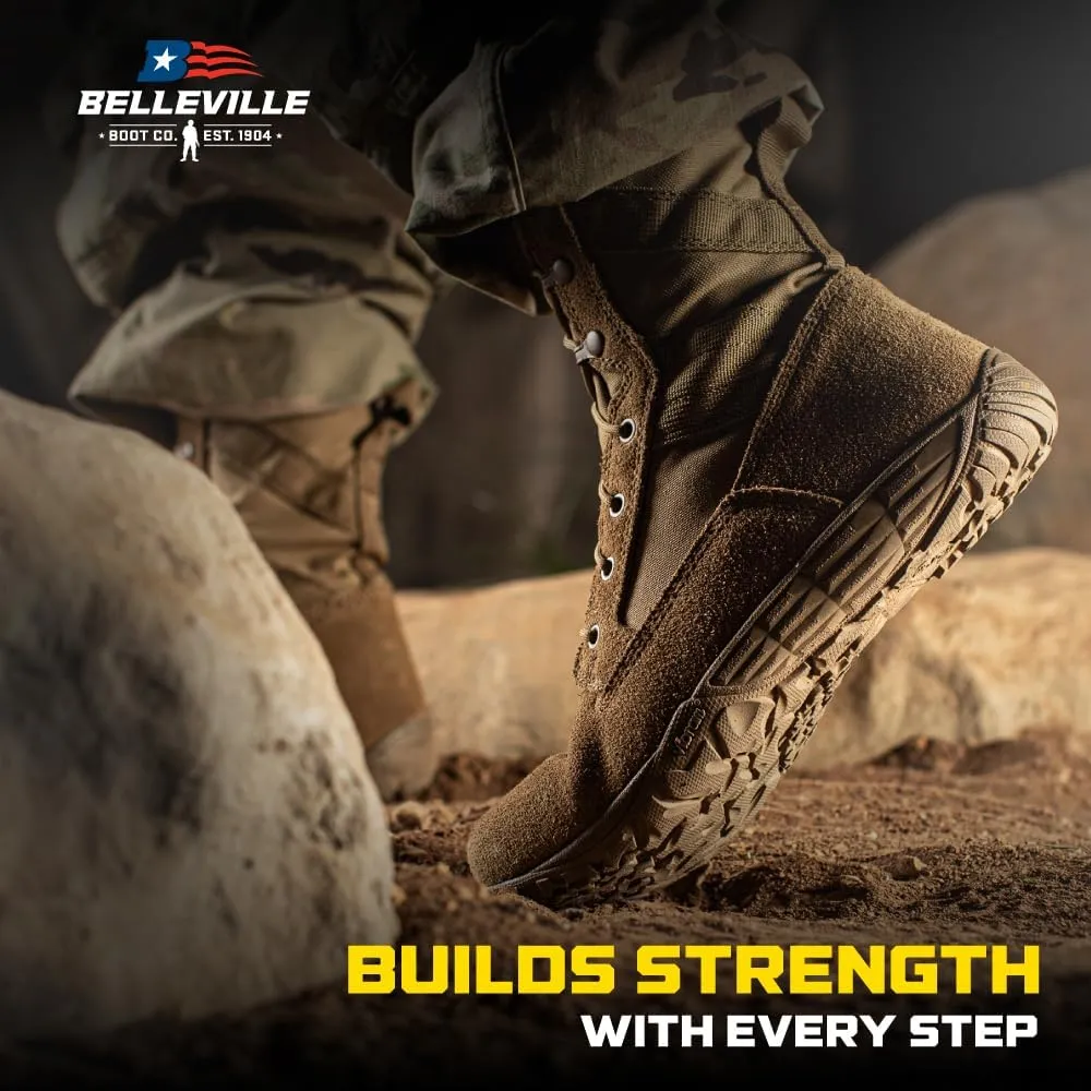 Tactical Research Mini-Mil TR105 8" Tactical Boots for Men - Minimalist Army/Air Force OCP ACU Coyote Brown Leather with Low Drop and Slip-Resistant Vibram Tarsus Outsole