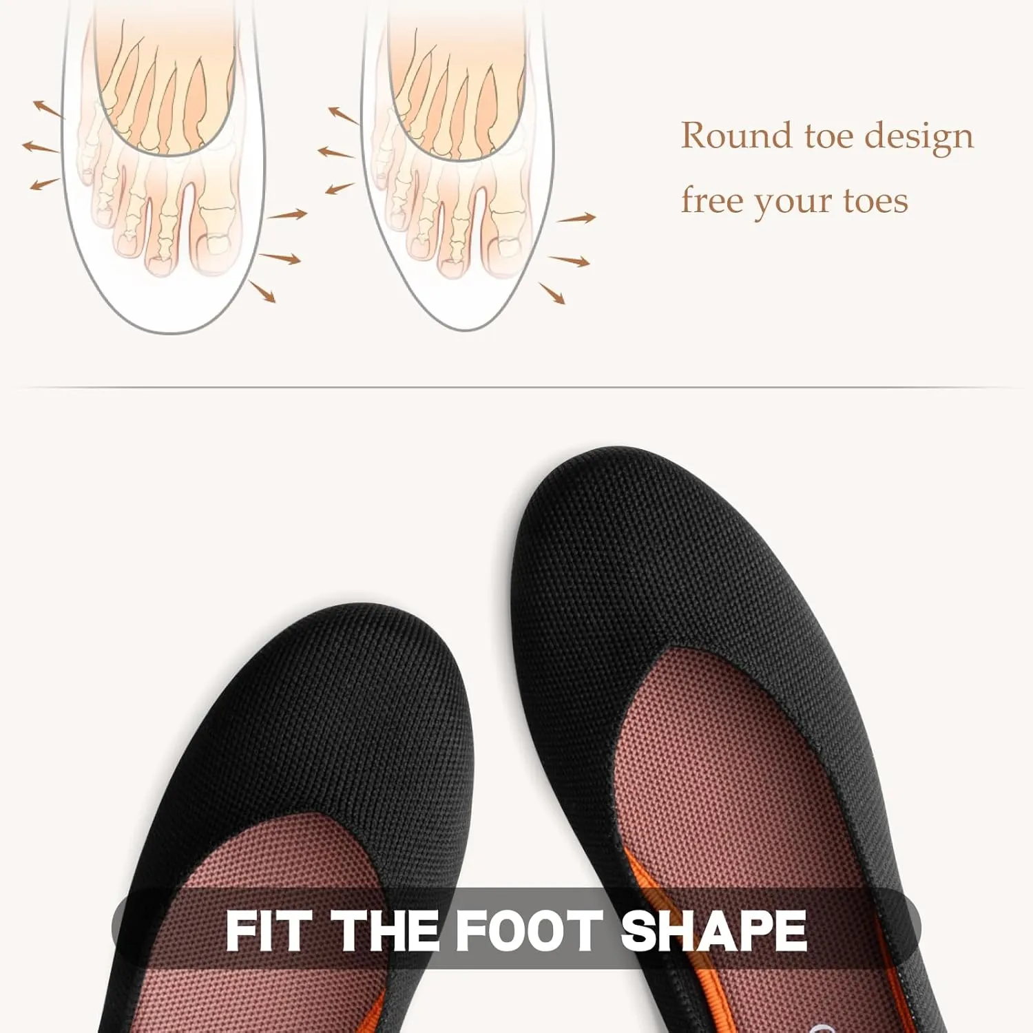 Tanamo Women's Flat Ballet Shoes Knit Flat Shoes for Women Round Toe Slip on Women Flats for Dressy Casual Office Work Wedding Comfort Soft