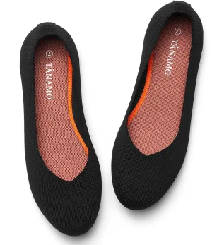 Tanamo Women's Flat Ballet Shoes Knit Flat Shoes for Women Round Toe Slip on Women Flats for Dressy Casual Office Work Wedding Comfort Soft
