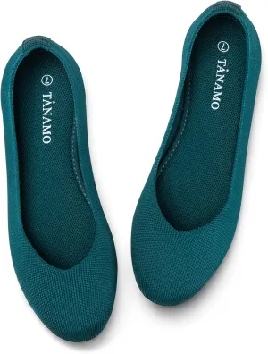 Tanamo Women's Flat Ballet Shoes Knit Flat Shoes for Women Round Toe Slip on Women Flats for Dressy Casual Office Work Wedding Comfort Soft