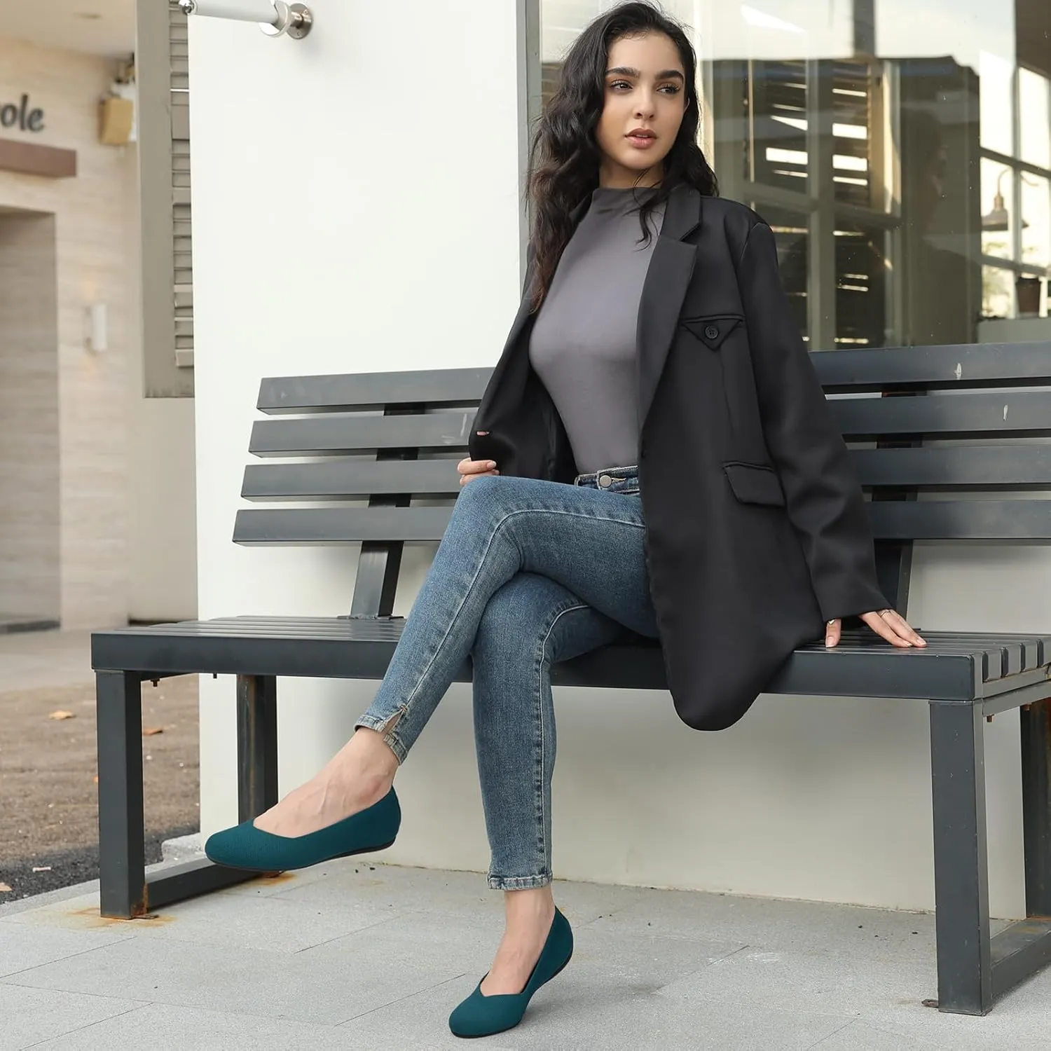Tanamo Women's Flat Ballet Shoes Knit Flat Shoes for Women Round Toe Slip on Women Flats for Dressy Casual Office Work Wedding Comfort Soft