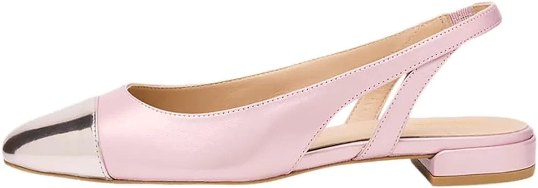 Tang'scuisins Women Casual Splice Closed Round Toe Hollow Flats Low Block Heels Pumps Slip on Slingback Sandals Stylish Dressy Daily Wear Party Working Shoes Size 4-16 US