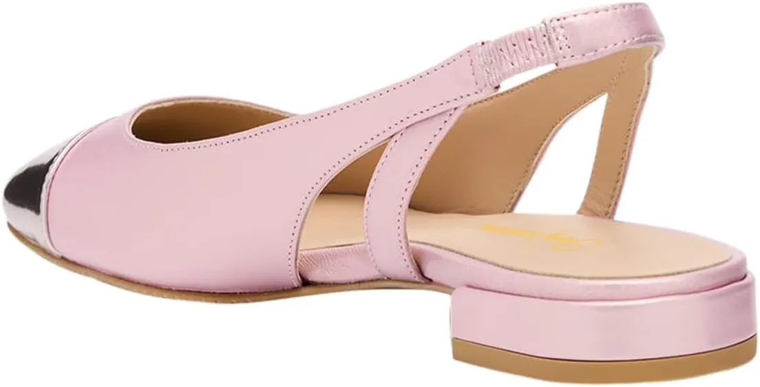 Tang'scuisins Women Casual Splice Closed Round Toe Hollow Flats Low Block Heels Pumps Slip on Slingback Sandals Stylish Dressy Daily Wear Party Working Shoes Size 4-16 US