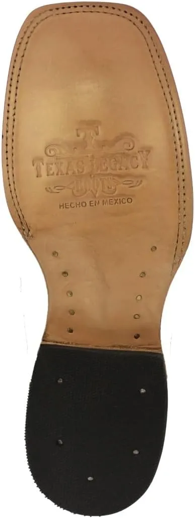 Texas Legacy Mens Black Chelsea Boots Ostrich Print Leather Western Dress Square Toe