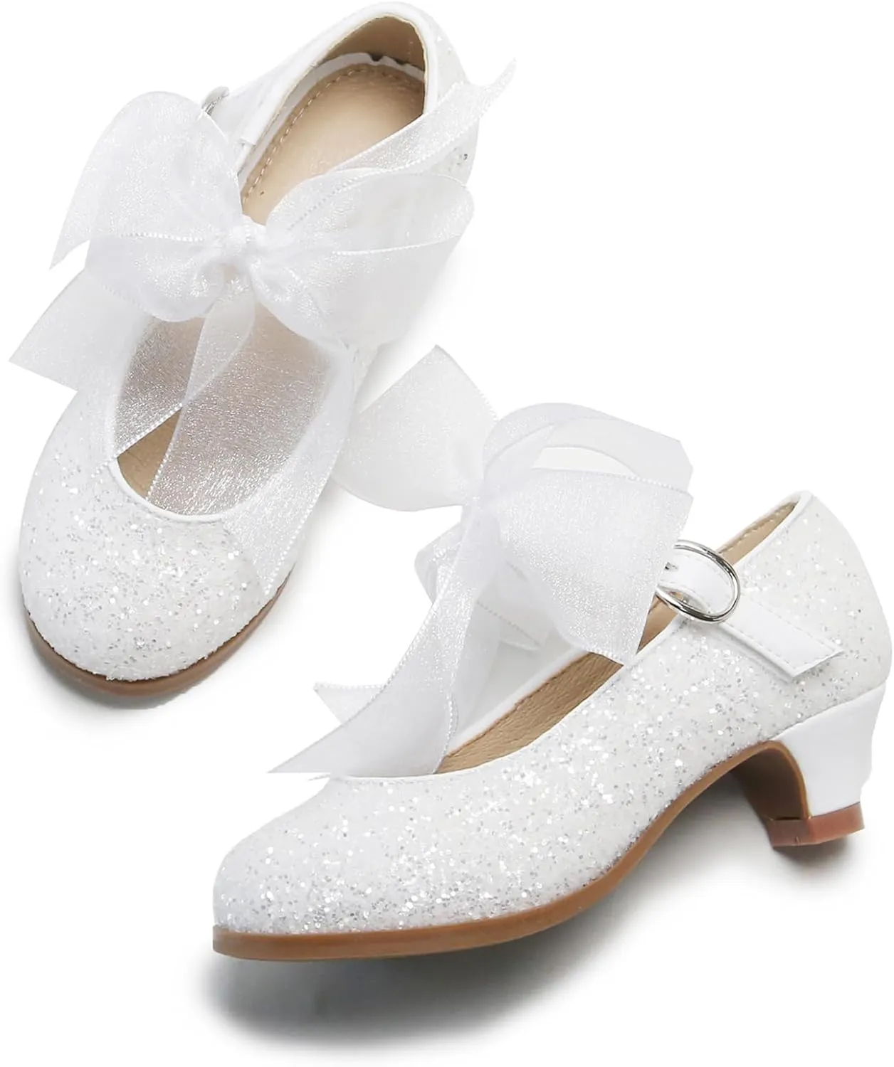 THEE BRON Girls Dress Shoes Mary Jane Heels Princess Wedding Party Pumps