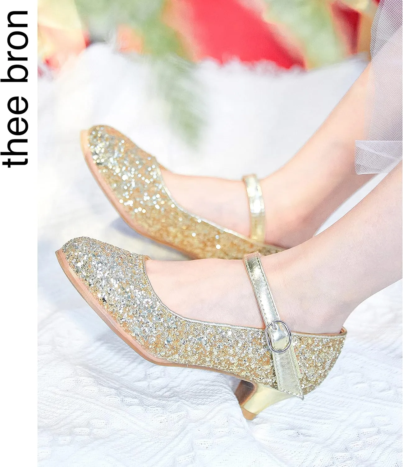 THEE BRON Girls Dress Shoes Mary Jane Heels Princess Wedding Party Pumps