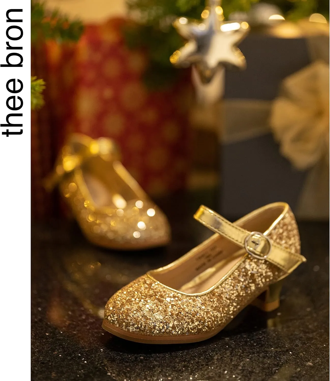 THEE BRON Girls Dress Shoes Mary Jane Heels Princess Wedding Party Pumps
