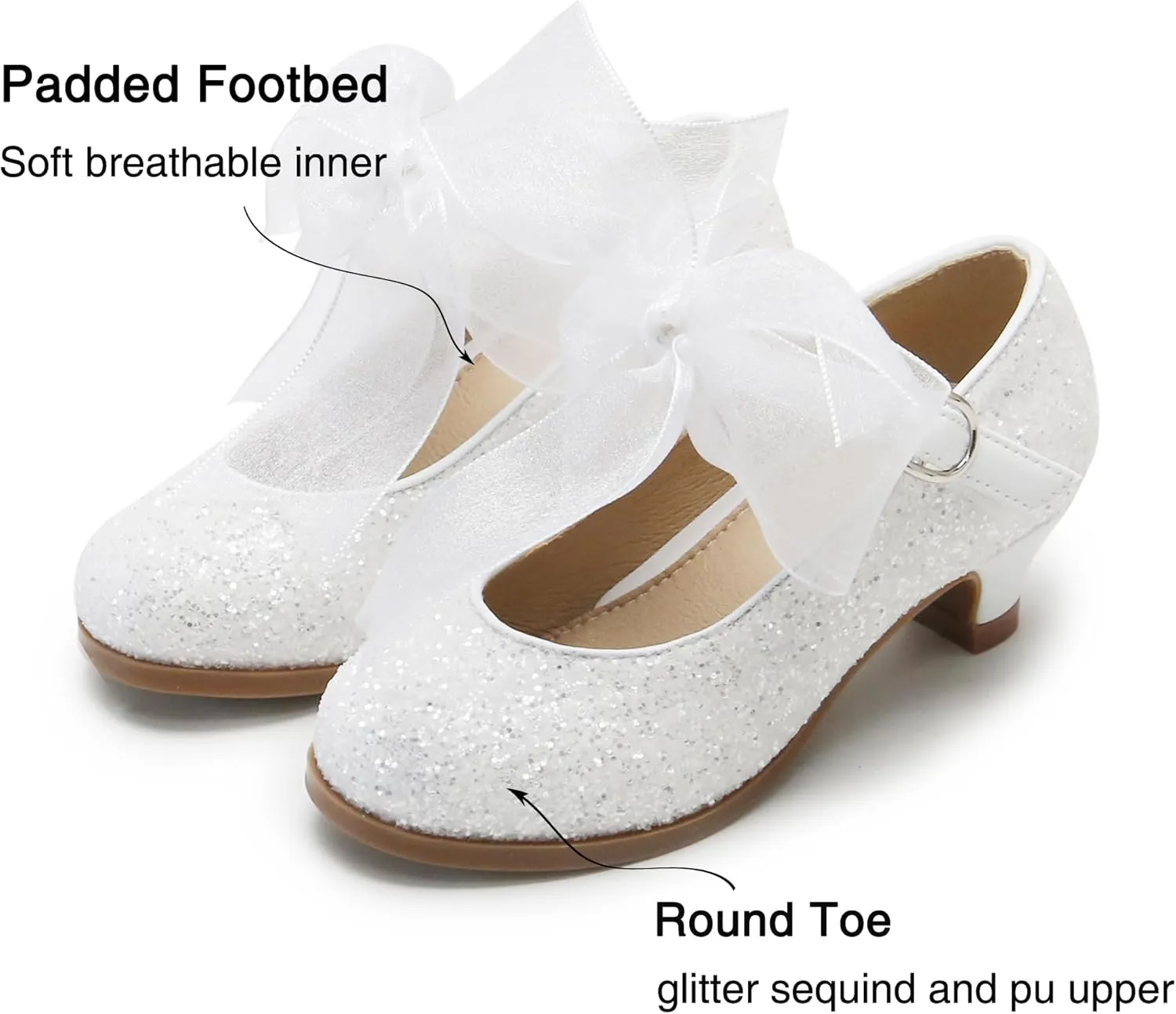 THEE BRON Girls Dress Shoes Mary Jane Heels Princess Wedding Party Pumps