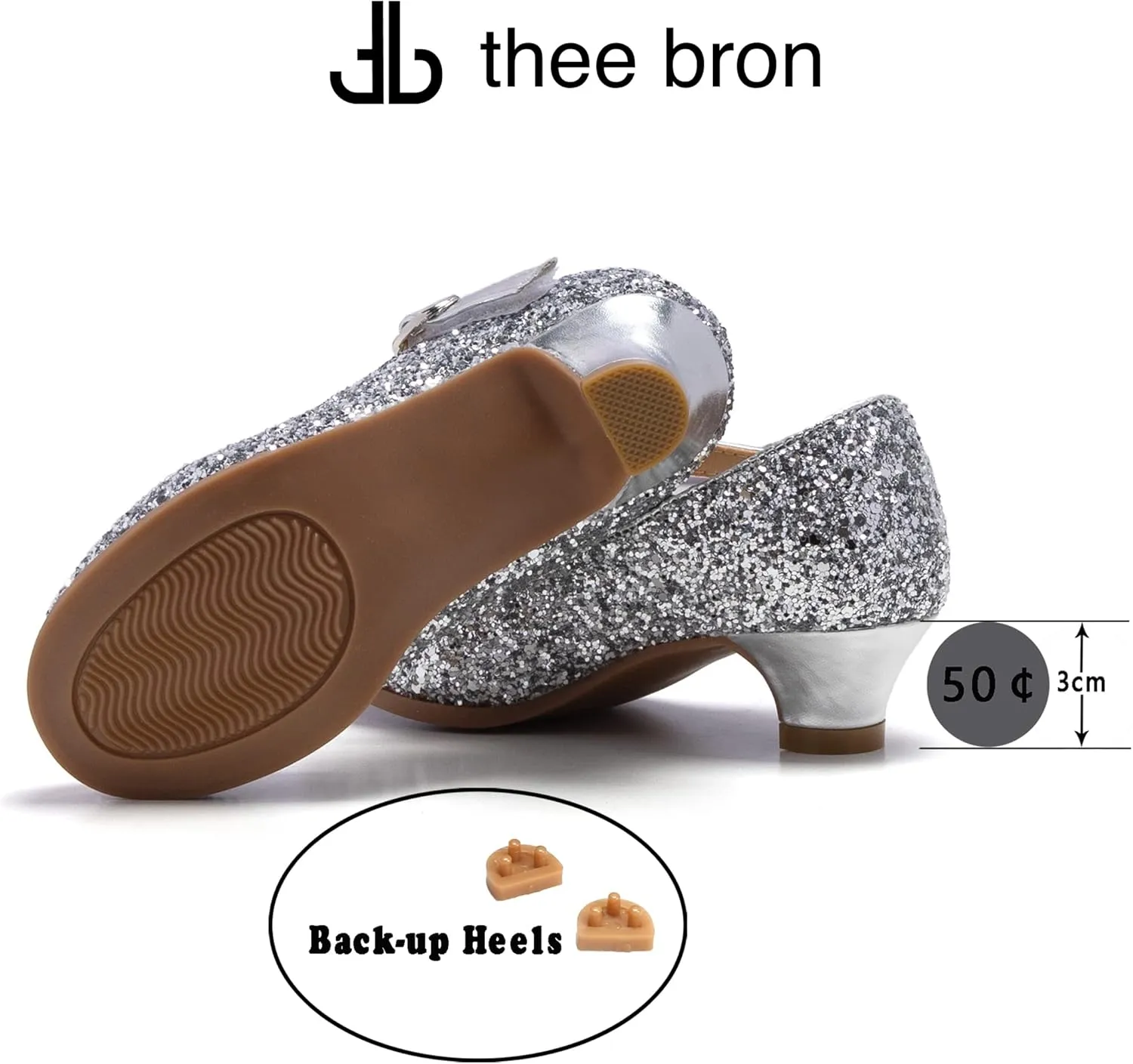 THEE BRON Girls Dress Shoes Mary Jane Heels Princess Wedding Party Pumps