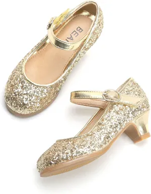 THEE BRON Girls Dress Shoes Mary Jane Heels Princess Wedding Party Pumps