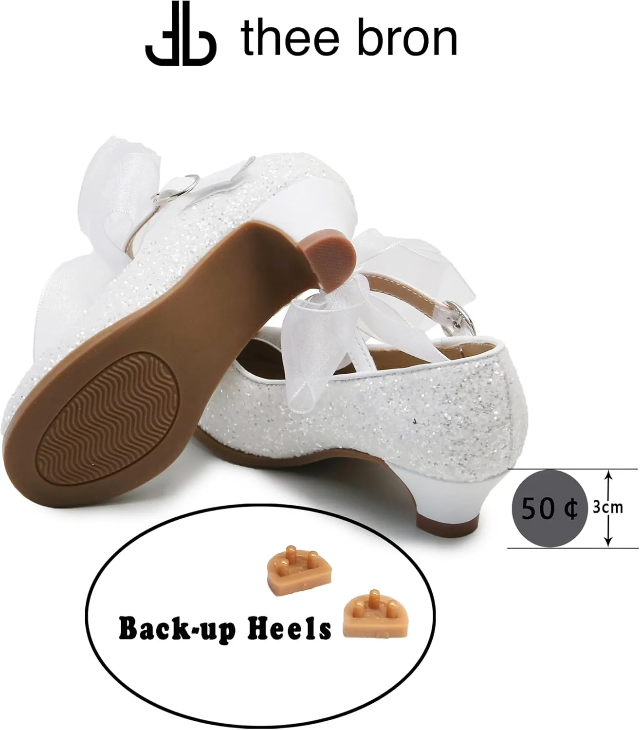 THEE BRON Girls Dress Shoes Mary Jane Heels Princess Wedding Party Pumps