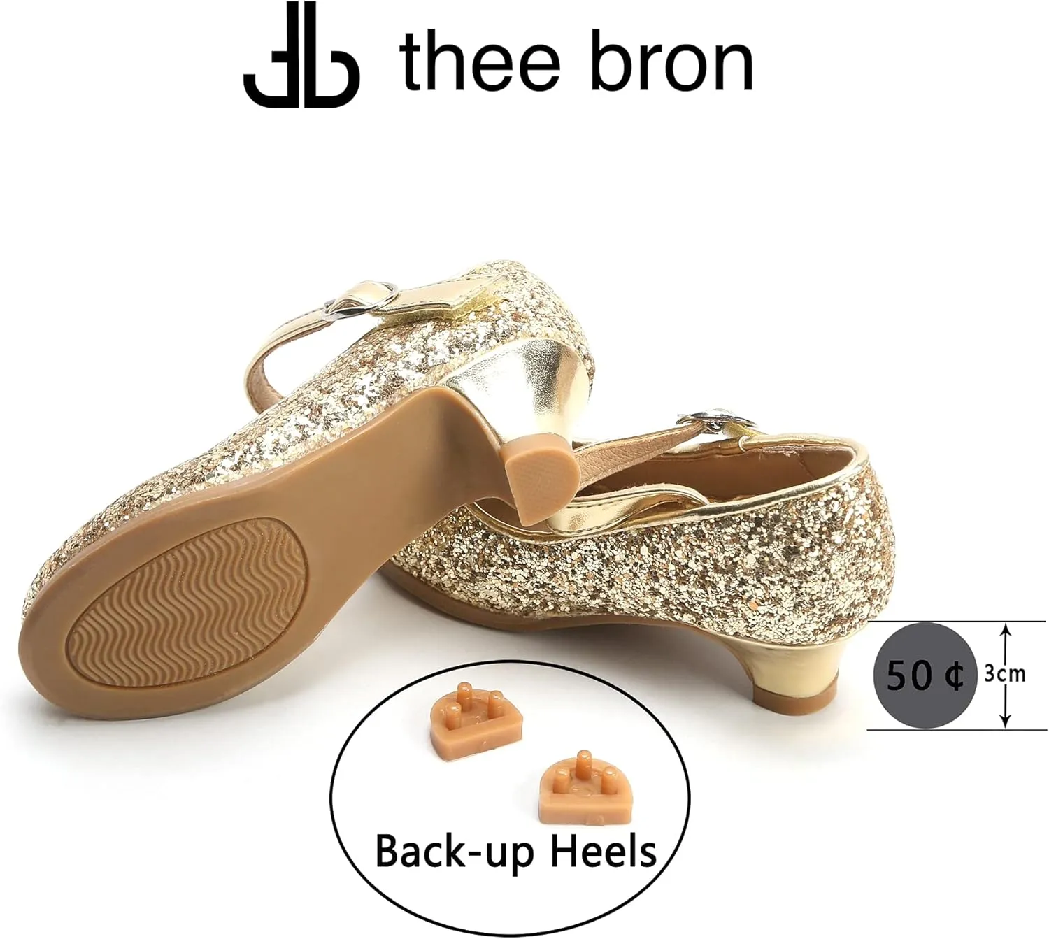 THEE BRON Girls Dress Shoes Mary Jane Heels Princess Wedding Party Pumps
