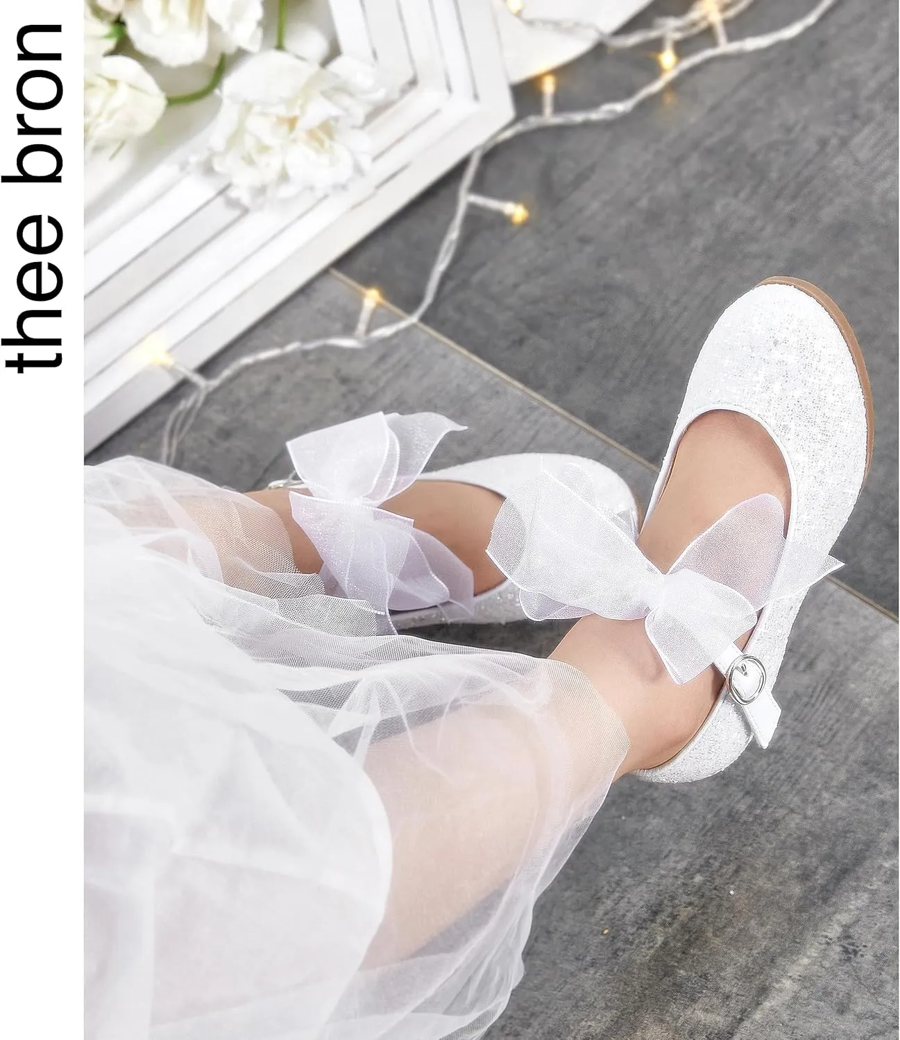 THEE BRON Girls Dress Shoes Mary Jane Heels Princess Wedding Party Pumps