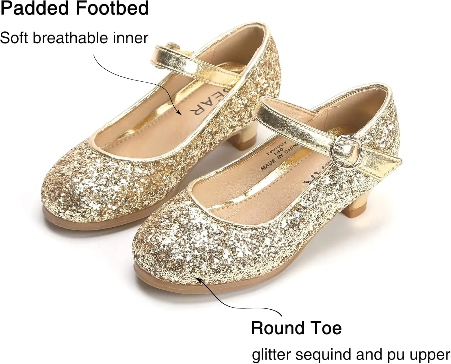 THEE BRON Girls Dress Shoes Mary Jane Heels Princess Wedding Party Pumps