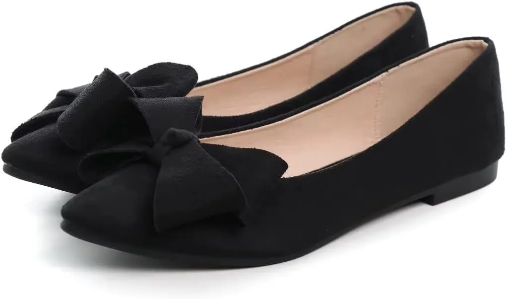 TN TANGNEST Women Classical Bowknot Flats Comfort Slip-on Pointed Toe Dress Shoes Walking Flats