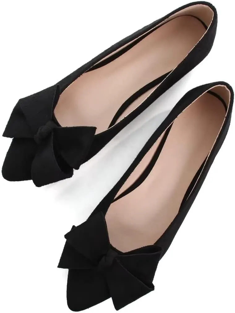 TN TANGNEST Women Classical Bowknot Flats Comfort Slip-on Pointed Toe Dress Shoes Walking Flats