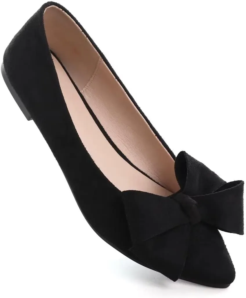 TN TANGNEST Women Classical Bowknot Flats Comfort Slip-on Pointed Toe Dress Shoes Walking Flats