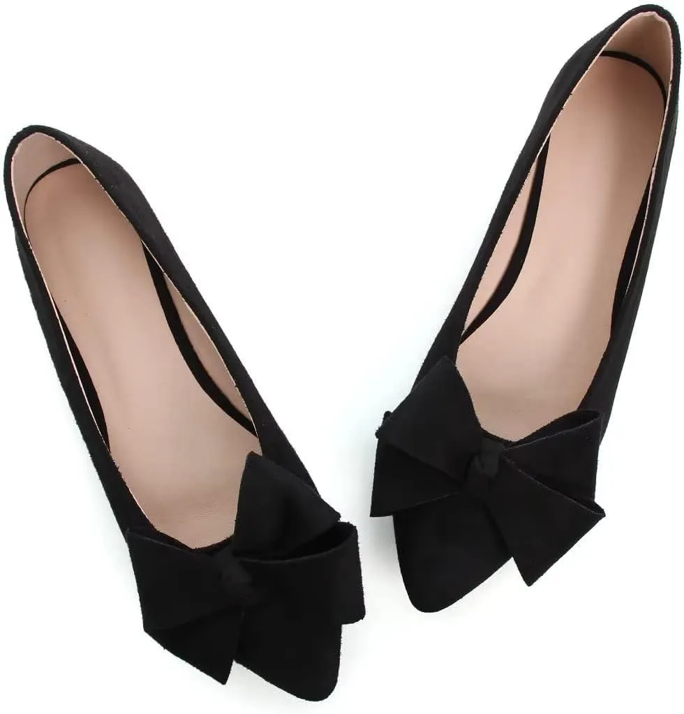 TN TANGNEST Women Classical Bowknot Flats Comfort Slip-on Pointed Toe Dress Shoes Walking Flats