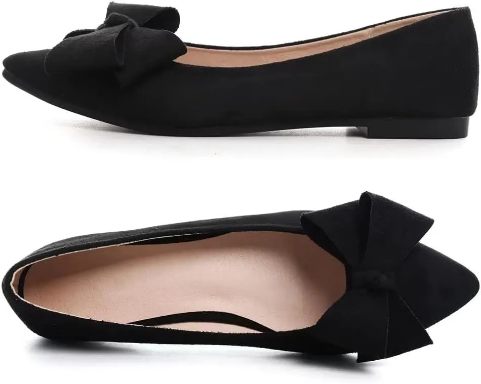 TN TANGNEST Women Classical Bowknot Flats Comfort Slip-on Pointed Toe Dress Shoes Walking Flats