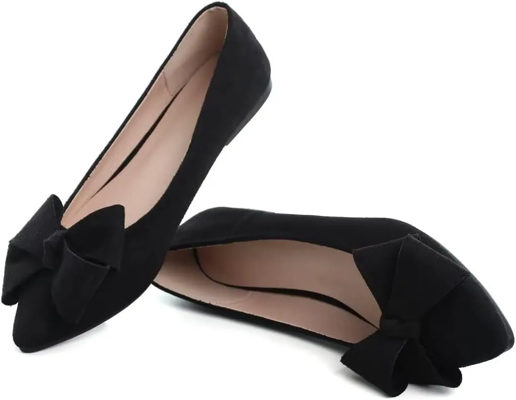 TN TANGNEST Women Classical Bowknot Flats Comfort Slip-on Pointed Toe Dress Shoes Walking Flats