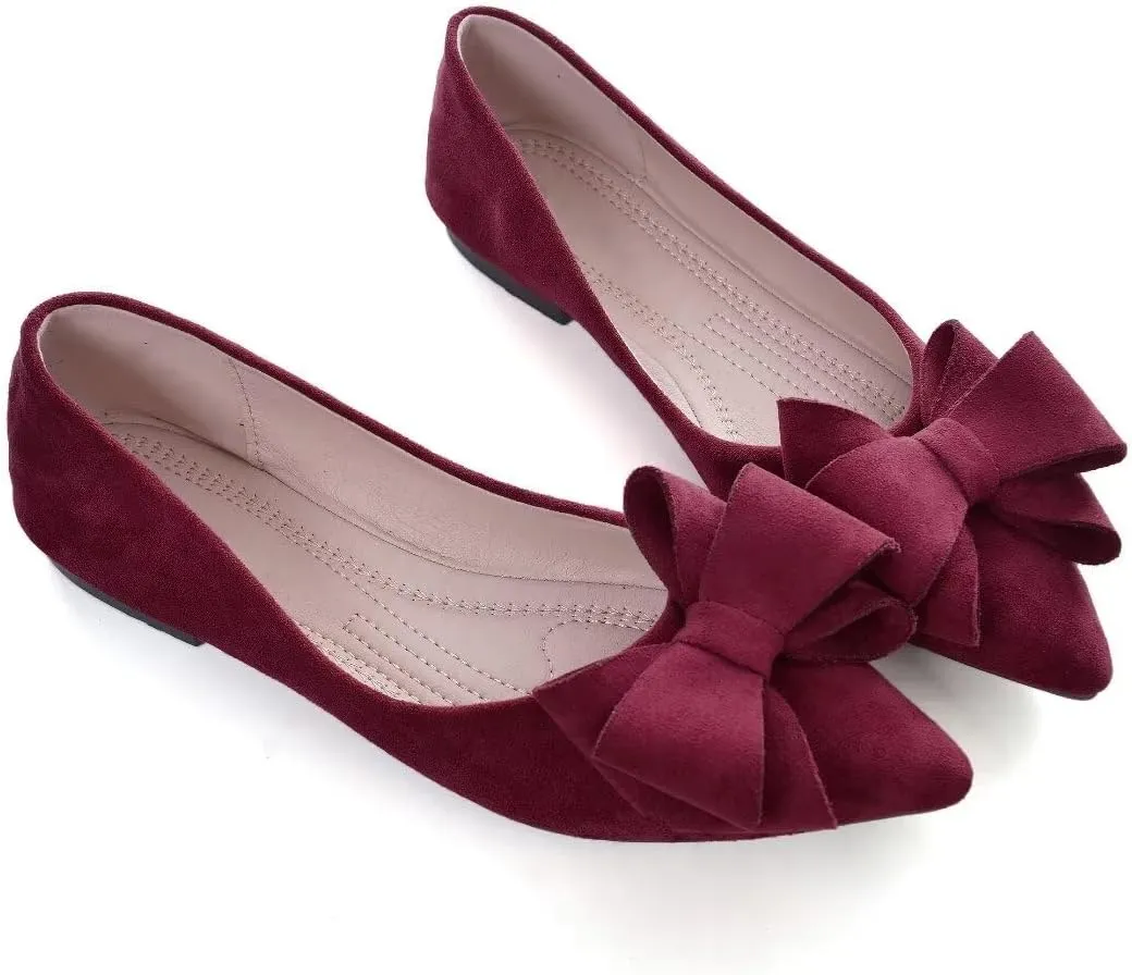 TN TANGNEST Women Fashion Bowknot Flats Comfort Pointed Toe Dress Shoes