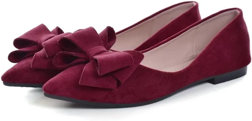 TN TANGNEST Women Fashion Bowknot Flats Comfort Pointed Toe Dress Shoes