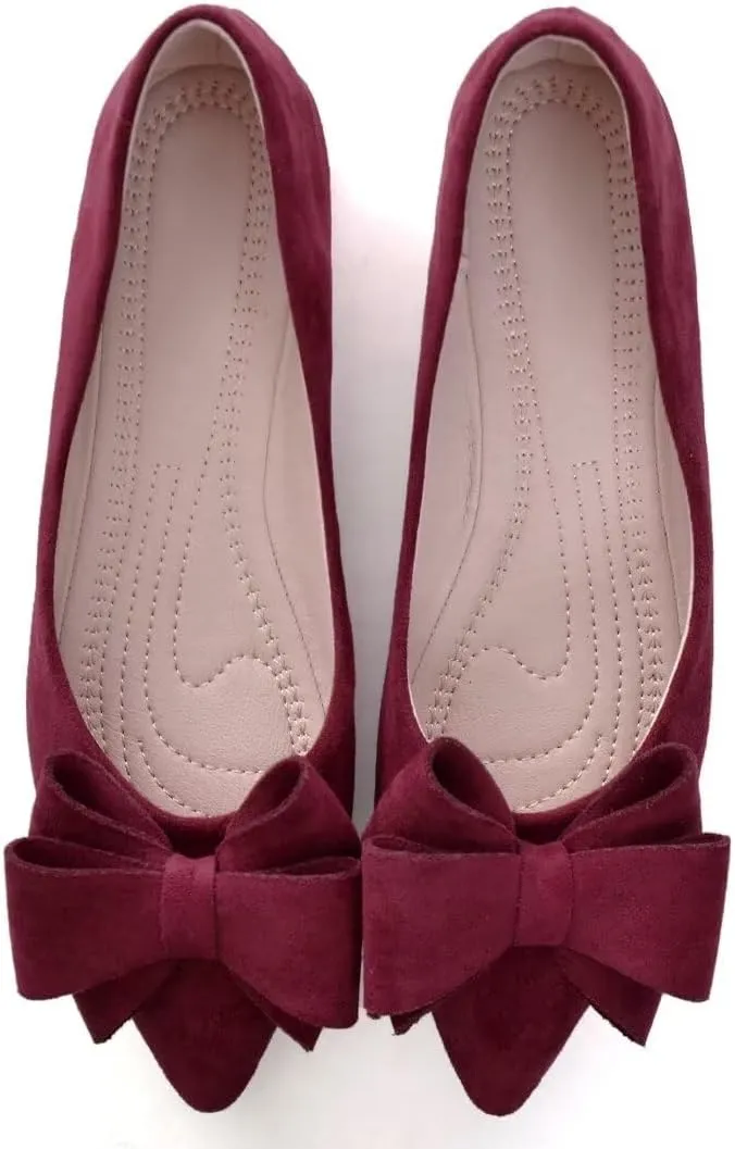TN TANGNEST Women Fashion Bowknot Flats Comfort Pointed Toe Dress Shoes