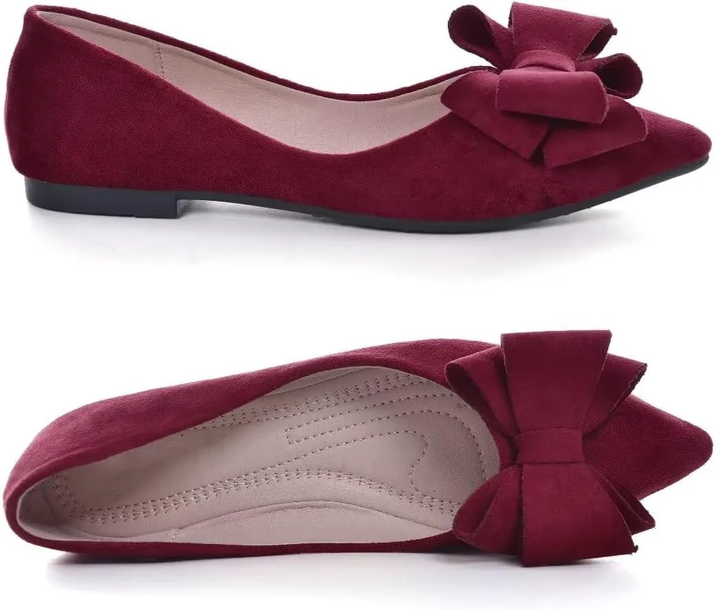 TN TANGNEST Women Fashion Bowknot Flats Comfort Pointed Toe Dress Shoes