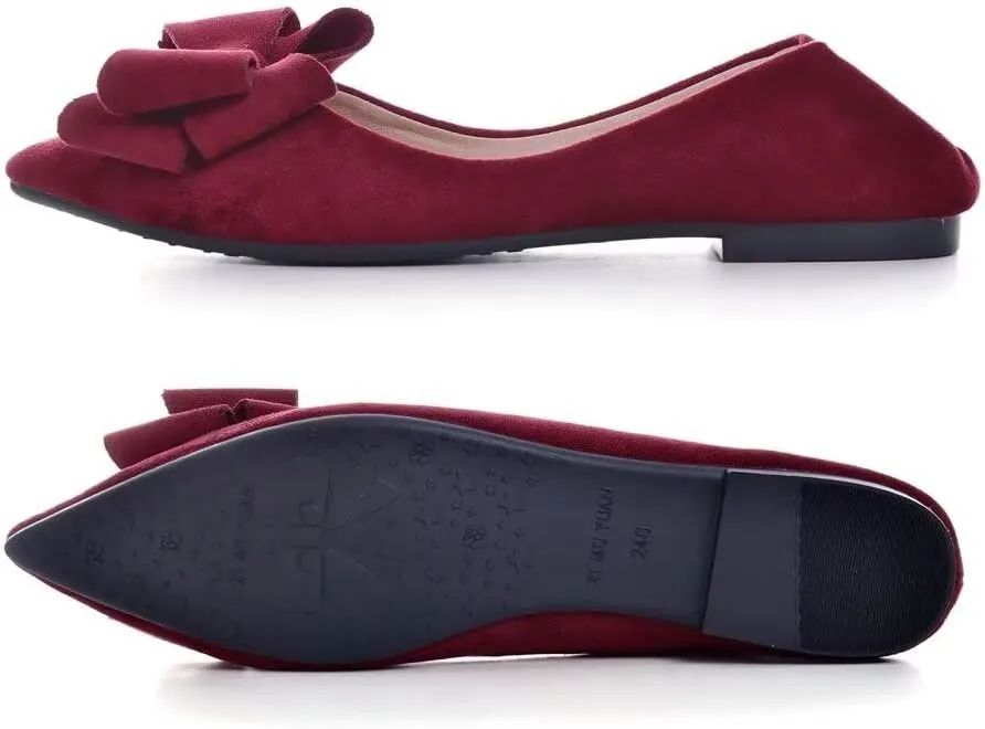 TN TANGNEST Women Fashion Bowknot Flats Comfort Pointed Toe Dress Shoes