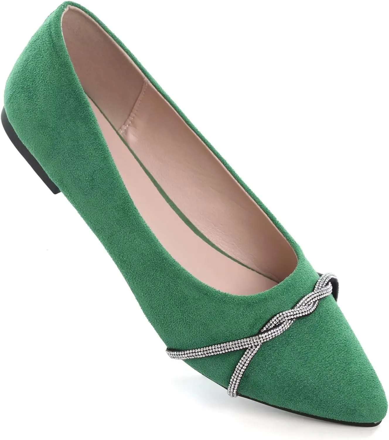 TN TANGNEST Womens Casual Flats Fashion Chain Pointed Toe Ballet Flats Rhinestone Flats Comfort Slip On Dress Shoes